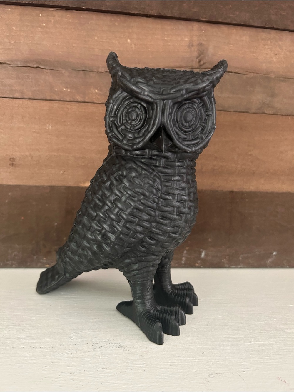 Black Woven Owl Sculpture - Home Art Décor